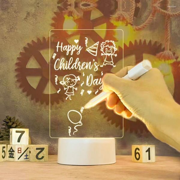 Night Lights Note Board Creative LED Light Light USB Mensagem Holida de mensagem com Pen Gift for Children Firlfriend lâmpada
