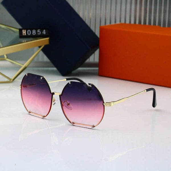 Designer LOU VUT luxuriöse coole Sonnenbrille 2023 Neue rahmenlose getrimmte Sonnenbrille Damen-Rundrahmen-Boxbrille mit Originalverpackung