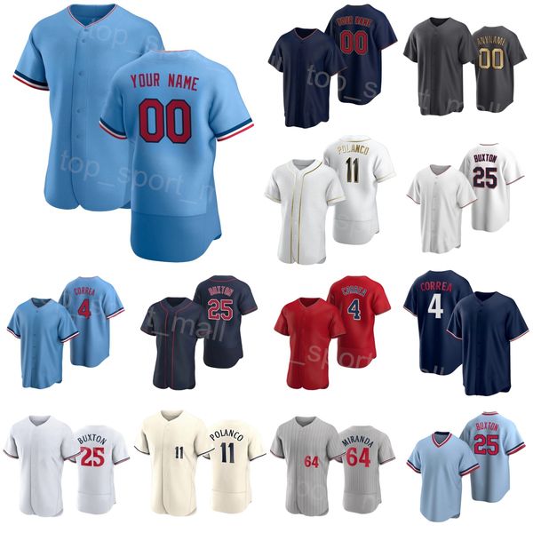 Baseball 64 Jose Miranda Trikot 25 Byron Buxton 9 Trevor Larnach 4 Carlos Correa 2 Michael A. Taylor 39 Donovan Solano 11 Jorge Polanco 41 Joe Ryan Custom Man Woman S-C