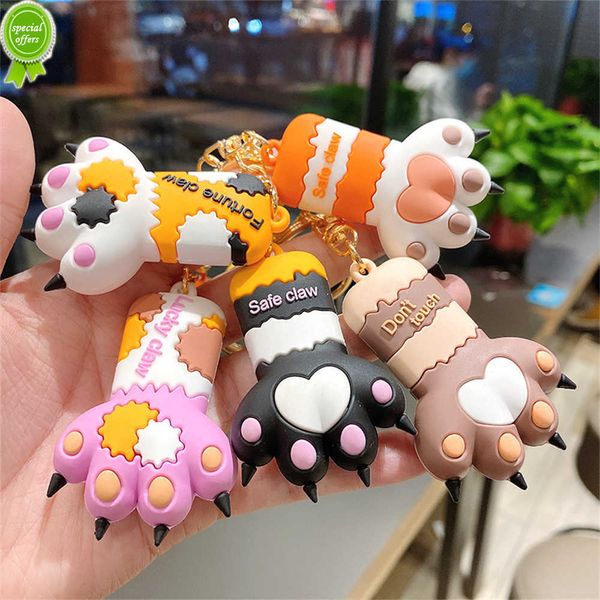 New Creative Animal Garws Keychain Feten Cartoon Cat Paw Bell Pinging Keyring for Women Casy Bag Ornames Acessórios para crianças Presentes