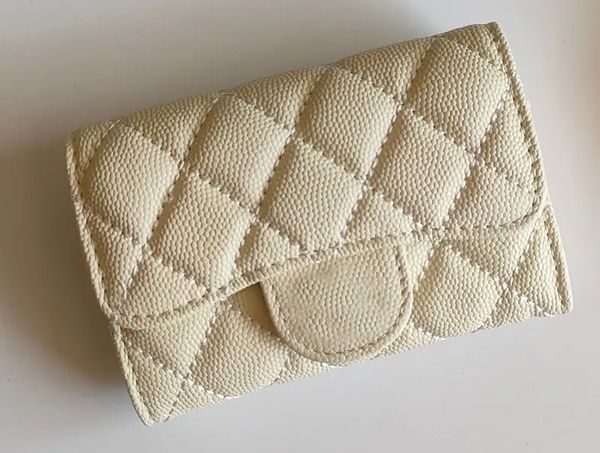 2024 Bolsas Luxo Flap Carteira Bolso Carteiras Mulheres Quilted Diamante Cartão Titulares Dobre Flap Clássico Padrão Caviar Mulher Pequena Mini Carteira Pura