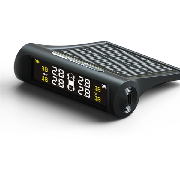 Solar TPMS Reifendrucksensor Autoreifendrucküberwachungssystem mit 4 radinternen externen Sensoren TMPS