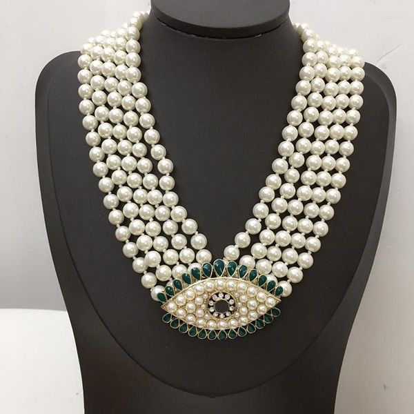 CHOKER 2023 Бренд мода ювелирные украшения женщин в стиле винтажный жемчужный цепь Большие глаза подвески для ожерелья