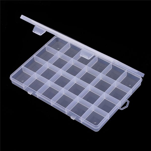 Supporto per gioielli 24Grids Scatola di immagazzinaggio in plastica Scomparto Contenitore regolabile per perline Scatola per gioielli Scatola rettangolare per gioielli 230517