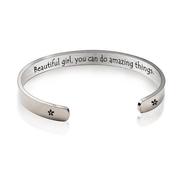 Pulseira de aço inoxidável de pulseira beautifuigirl Você pode fazer coisas incríveis C Shapet Bracelets for Women
