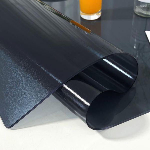 Tovaglia Tovaglia in PVC di vetro morbido Tovaglia rettangolare impermeabile Cuscinetto da cucina Contatore TV resistente all'olio Tappetino satinato nero