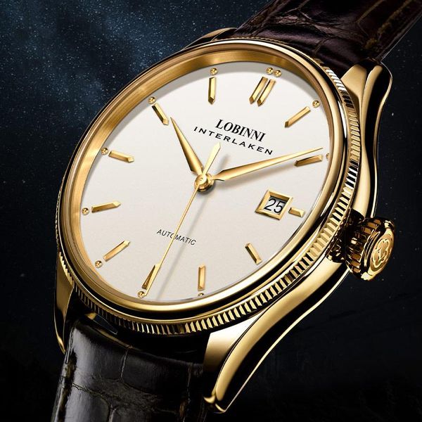 Armbanduhren Lbinni MIYOTA Herren Mechanische Uhr Gold Schweiz Luxus Horloges Mannen Wasserdichte Mode Saphir Uhren Uhr