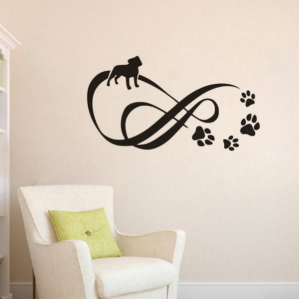 Adesivos de parede cães cães pata animais de estimação decoração de salão infinito com pontas de estimação decalques removíveis mural