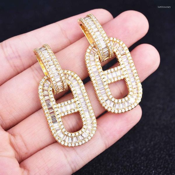 Orecchini pendenti 2023 Trend Drop Luxury Geometry Maiale Naso Intarsio Pieno Lucido Piccolo Zircone Gioielli Piercing Vintage Per Le Donne Festa Nuziale