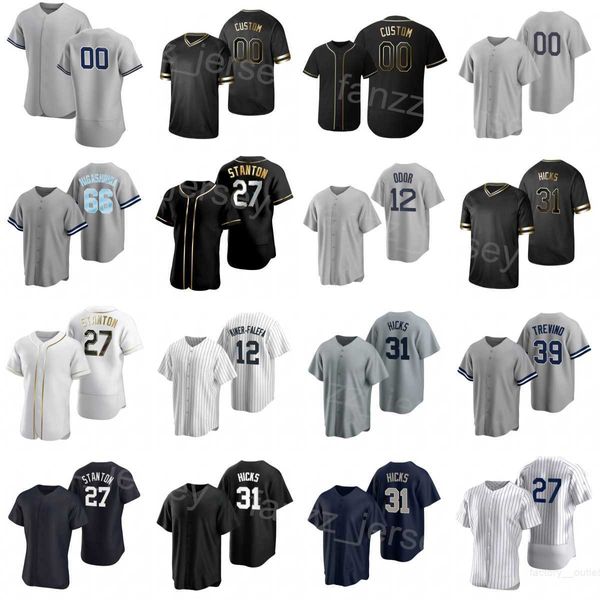 Baseball 12 Isiah Kiner-Falefa Jerseys 66 Kyle Higashioka 31 Aaron Hicks 27 Giancarlo Stanton 39 Jose Trevino 33 Franqueado Cordero 28 Josh Donaldson costurado em homens mulheres y-j