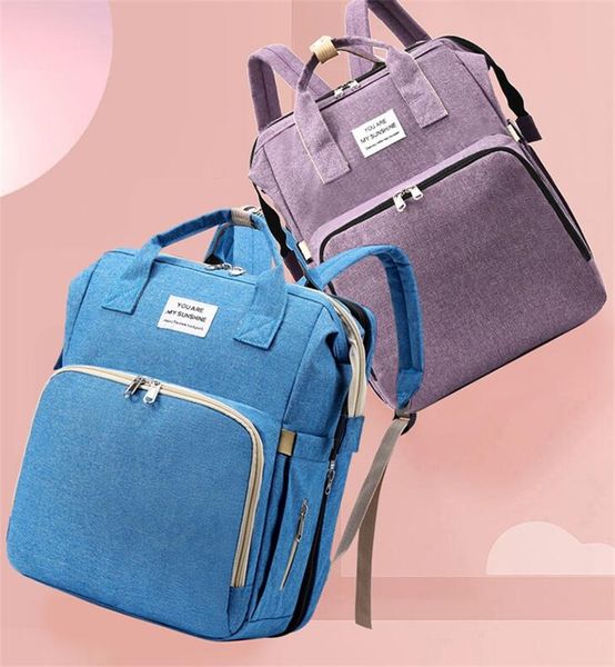 Backpack dobrável mochila mamãe bolsas de fraldas bolsas portáteis de grande capacidade de grande capacidade sai