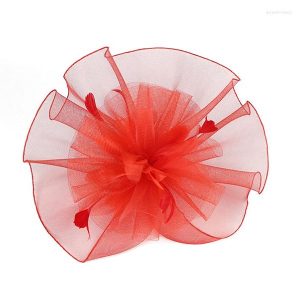 Accessori per capelli Donna Fascinators Cappelli Vintage Eleganti piume Velo Mesh Tea Party Fascia per copricapo da cocktail da sposa