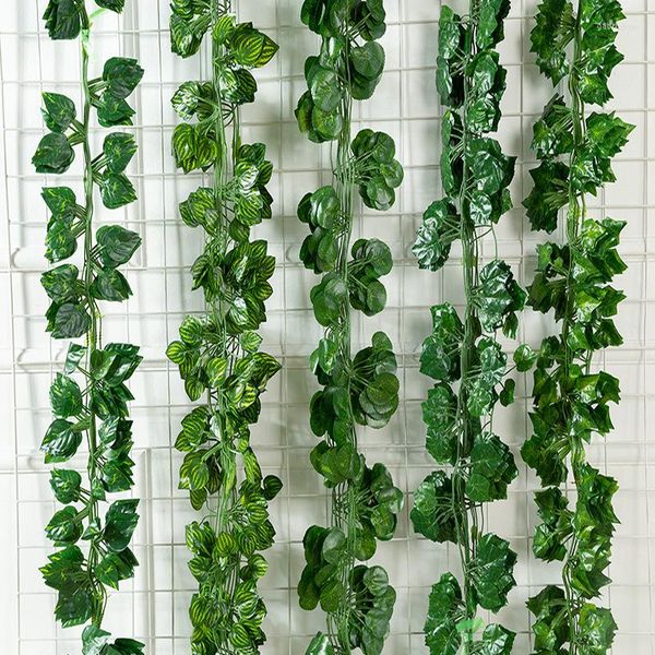 Flores decorativas 12 PC PC Ivy Garland Fake Vines Fandela resistente à vegetação resistente a plantas penduradas para a decoração da parede do jardim de festa em casa