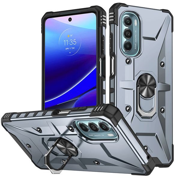 Motorola Moto G için Telefon Kılıfları 2023 Stylus 5G Pure Güç Engebeli Kickstand Mıknatıs Araç Montajı Metal Ring Stand Anti-Shock Kabuğu