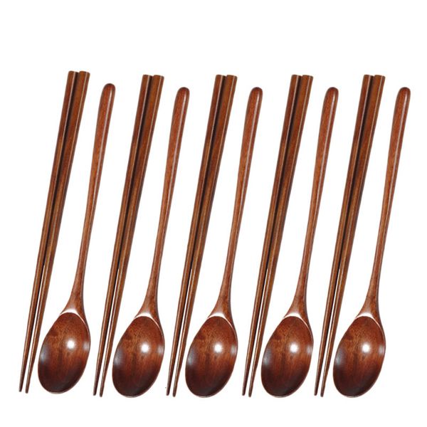 Conjuntos de utensílios de jantar colheres de madeira e pauzinhos de madeira definem-spoons sopspoon de sopa para cozinha de cozinha