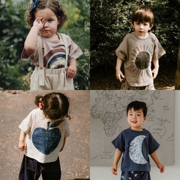 T-Shirts 3 4 5 6 Jahre Kinder Druck T-Shirt Mode Neues Design Kurzarm T-Shirts Sommerkleidung Mädchen Jungen Tops Kind dünne Pullover AA230518