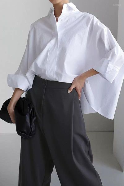 Damenblusen SuperAen Frühling und Sommer Langarmshirt Damen Korean Loose Cotton White Cape Bat Fashion