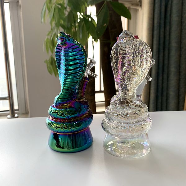 Placcatura da 6 pollici Pipa ad acqua in vetro bruciatore a nafta narghilè dab rig bong blu chiaro