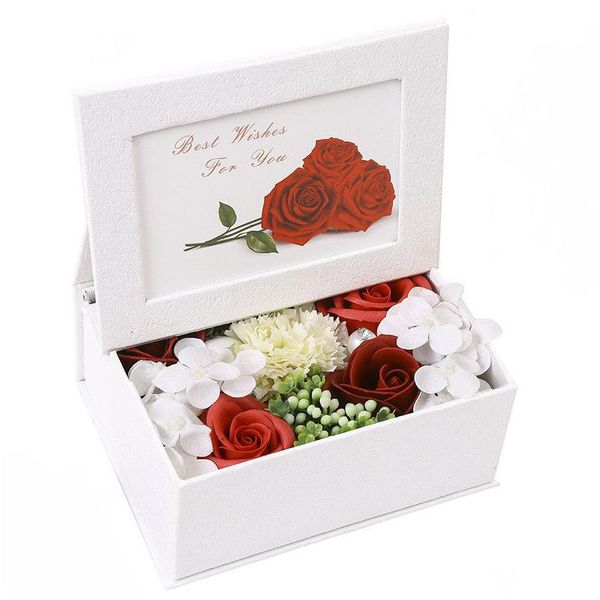 Fiori decorativi Ghirlande Cornice Fioriera Regalo San Valentino Madre Rose artificiali Sapone Po Accessori per la decorazione della casa Drop De Dhbzp