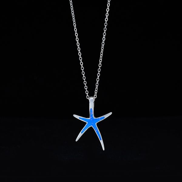 Collane con ciondolo Ekopdee Trendy Blue Star per le donne Collana femminile di stelle marine Sea Ocean Summer Beach Jewelry Collar 230517