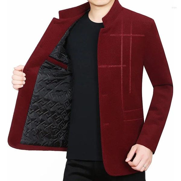 Lana da uomo Cappotto di lana da uomo Abiti vintage Autunno Inverno Addensare Stand Trench Cappotto trapuntato caldo Giacca casual da lavoro Manteau Homme