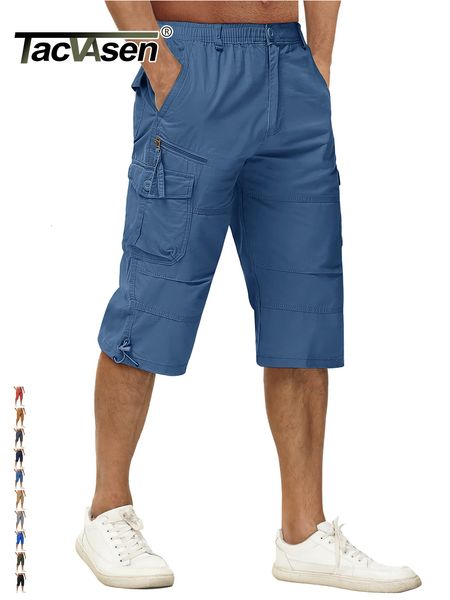 Herrenhose TACVASEN Baumwolle unterhalb des Knies, Länge 34, lange Shorts, taktische Herrenhose, mehrere Taschen, Sommer-Twill-Arbeits-Cargohose, Mann 230517