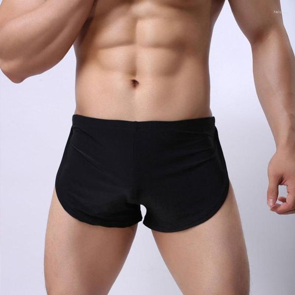 Cuecas gelo seda shorts home man boxers casuais cortam roupas íntimas altas e sólidas HOMBRE solteiras de troncos respiráveis ​​corredores respiráveis