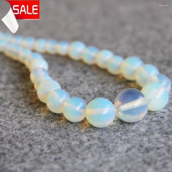 Zincirler 6-14mm Aksesuar El Sanatları Sri Lanka Chalcedony Moonstone Yuvarlak Opal Boncuklar Kolye Kadın Kızları Hediye Takı Yapımı Tasarım Taşları