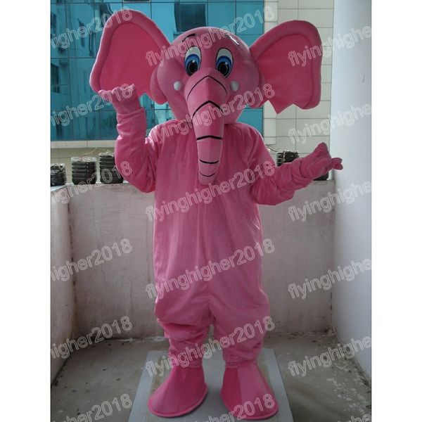 Il costume della mascotte dell'elefante rosa di Halloween personalizza il personaggio del tema Cartoon Anime Xmas Outdoor Party Outfit Abiti da festa unisex