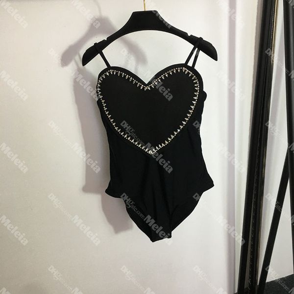 Costume da bagno con strass a forma di cuore Costumi da bagno firmati da donna Costume da bagno intero sexy push-up da donna