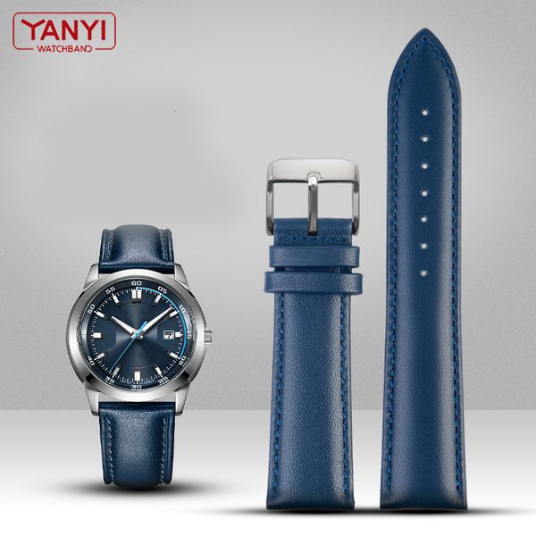 Cinturini per orologi Strato superiore pelle bovina Cinturino in vera pelle cinturino per orologio colore blu scuro 16mm 18mm 19mm 20mm 21mm 22mm cinturino cinturino per orologi da polso 230518