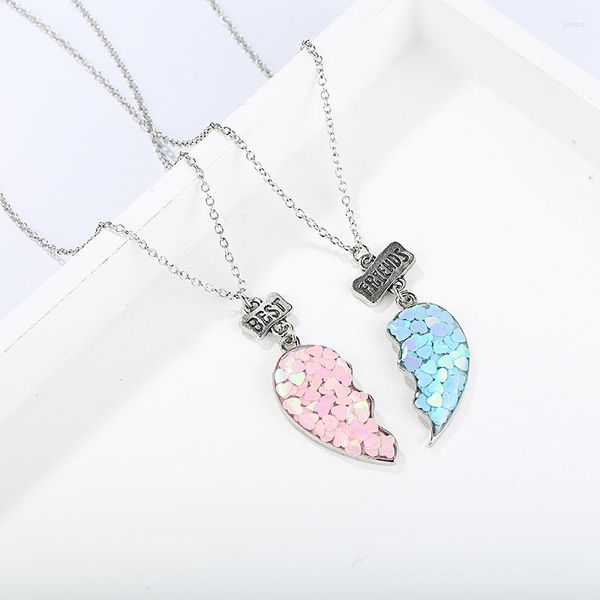 Colares pendentes 2pcs/set Fashion Friends Bracelet Heart Heart Broken Stitching Chain BFF Amizade Jewelry Gifts