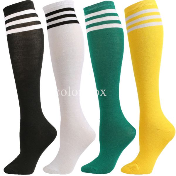 Calze sportive Compressione Nero Bianco Strisce Calze lunghe in nylon Tinta unita Al ginocchio Kawaii Cosplay JK Donna 230518