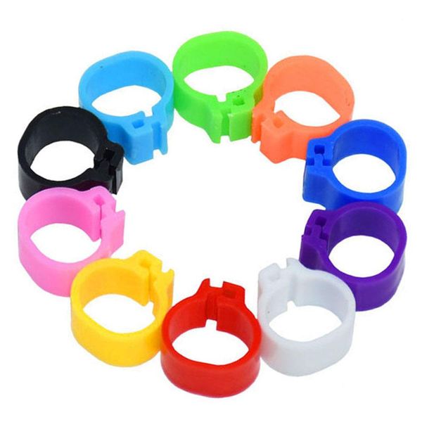 Anelli 100 Pz 10mm Uccelli Anelli per piedi di piccione Piccolo anello per piedi di pollame 10 colori Clip di colomba in plastica Anello per piedi di piccione di quaglia Forniture per uccelli da compagnia