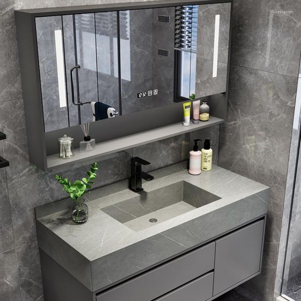 Rubinetti per lavabo da bagno Combinazione di armadietti integrati Piastra moderna intelligente Specchio per lavabo semplice Inter-piattaforma