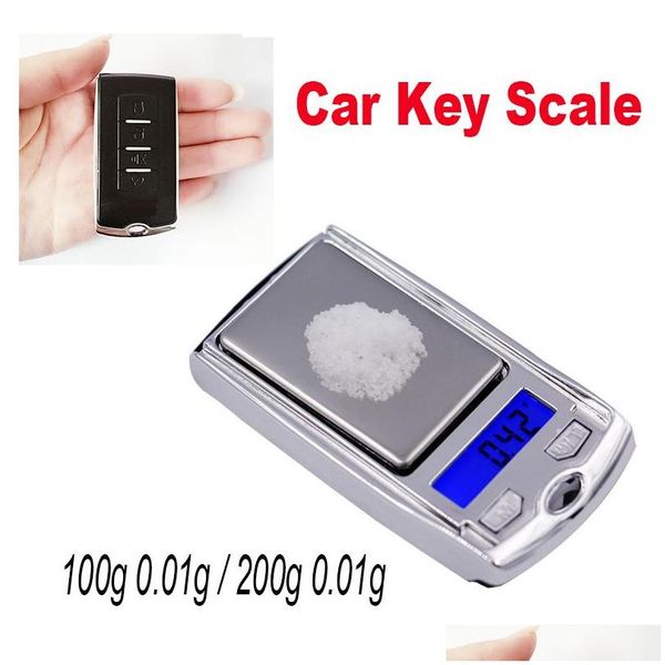 Bilance portatili Mini Digital Pocket Car Key 200G 100G 0.01G Per gioielli in oro sterling Gram Nce Peso Precisione elettronica Dhlmv