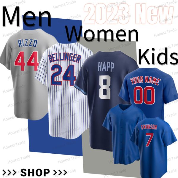 Maglia da baseball Nelson Velazquez Dansby Swanson Cody Bellinger Alzolay Hoerner Mancini Rucker Thompson Wisdom Happ White Uomo Donna Youth Jersey Camicie cucite