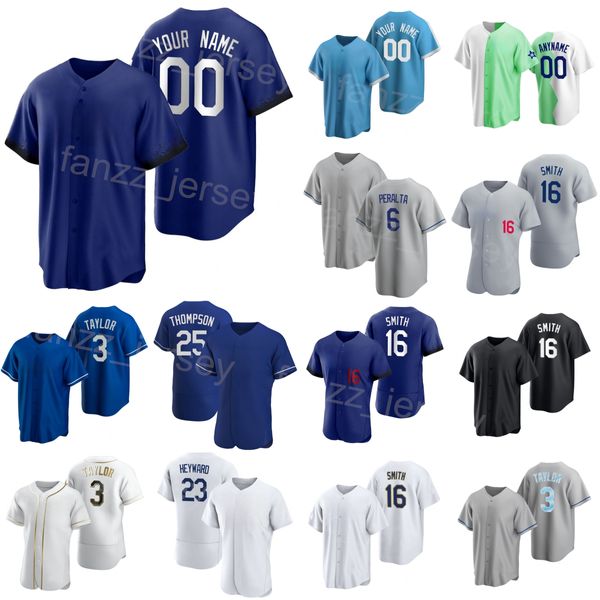 Baseball 23 Jason Heyward Jersey 25 Trayce Thompson 11 Miguel Rojas 6 David Peralta 3 Chris Taylor 16 Will Smith 81 Victor Gonzalez 27 Trevor Bauer Custom Uomo Donna D-Q