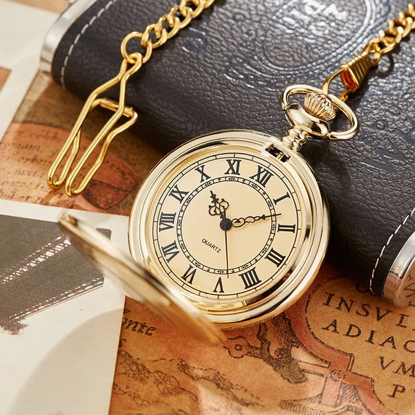 Pocket Watches Antique Steampunk Vintage Roman Numbers Quartz Pocket Watch Watch Casal Multicolor Colar Pingente Cadeia de Relógio Mulheres 230518