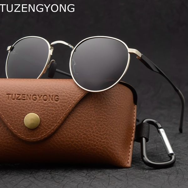 Güneş Gözlüğü Tuzengyong Gotik Steampunk Polarize Marka Tasarımcısı Vintage Yuvarlak Güneş Gözlükleri UV400 Gözlük Erkekler Kadın 230517