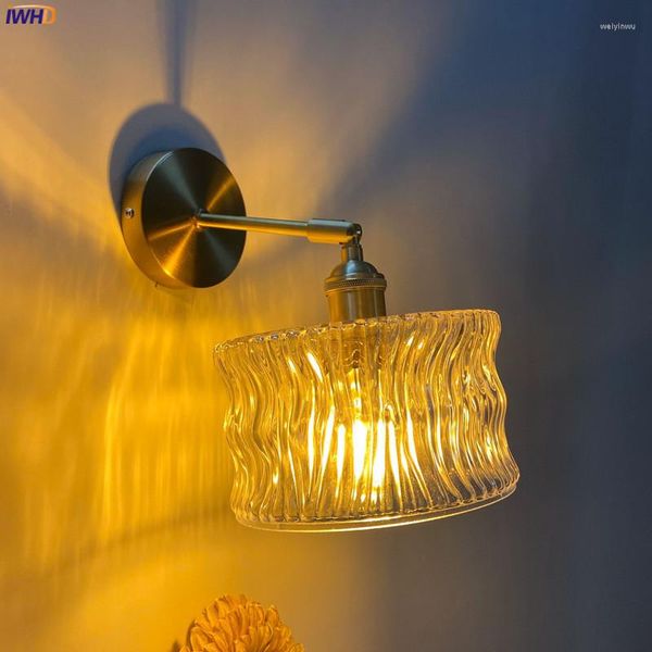 Lâmpadas de parede Iwhd Copper Glass LED LIVRAÇÕES CHANGEGRAS DE 4W BASHAPLO BAINS MELHO DE MELHO NORDIC MODERN LAMP APPLICE APPLIC