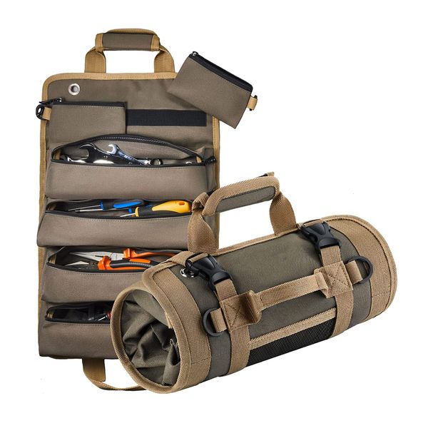 Werkzeugtasche, Mehrzweck-Werkzeugtasche, hochwertige, professionelle Tasche mit mehreren Taschen für Hardware-Werkzeuge, aufrollbar, tragbare kleine Werkzeug-Organizer-Tasche 230517