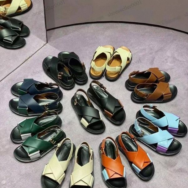 Yüksek kaliteli fussbett sandalet kadınları Mary Jane Sandal Tasarımcı Klasik Ayakkabı Deri Denim Sandal Döküm Kalın Dip Yükseltme Sabahları 35-4 Z9ED#