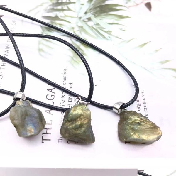 Collane con ciondolo Natural Irregar Rough Labradorite Stone Healing Crystal Gemstone Collana Gioielli da donna Drop Delivery Penda Dhgarden Dh1Uw