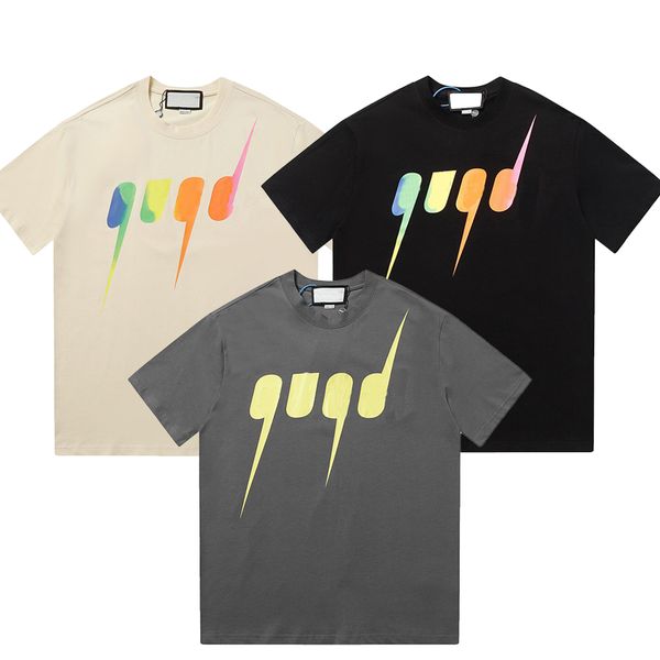 Bahar Tasarımcı Erkek Tişört Tişört Tee Lüks Tshirt Kadın Klasik Logo Renk Baskı Basit Pamuk Pamuk Pamuk Tee Siyah Tops
