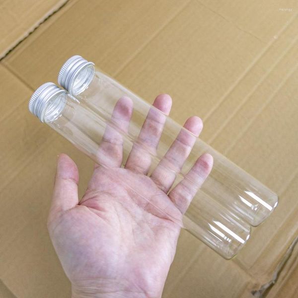 Garrafas de armazenamento 12pcs/lote 30 180mm 100ml minúsculo vidro transparente com tampa de parafuso de alumínio prateada Vises de jarro fofo Diy Craft