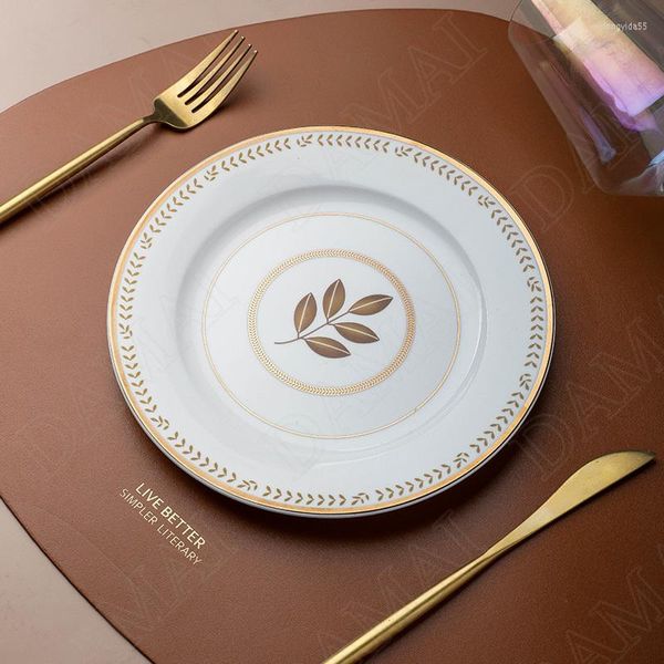 Тарелка золотистого удара керамика тарелка западного стейка для завтрака на завтрак десерт хлеб с фруктами салат салат кость Китай кухонная посуда