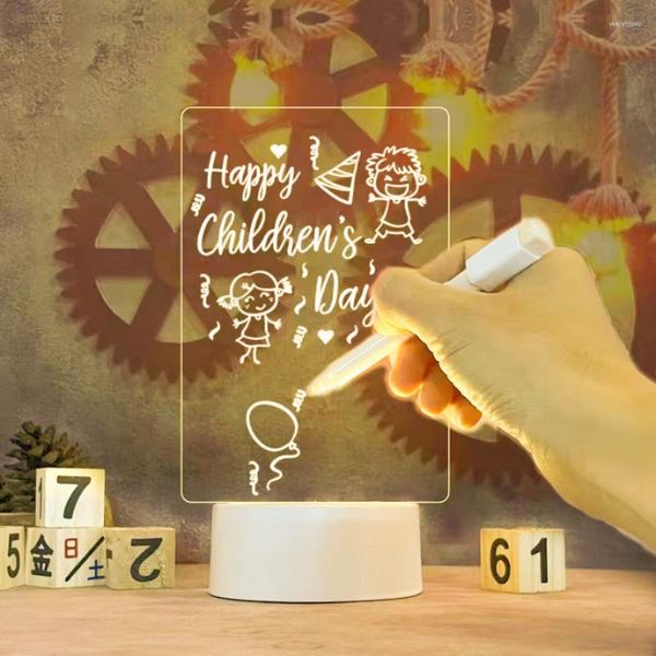 Luci notturne Note Board Light DIY Creative Led USB Holiday con penna regalo per bambini Girlfriend Home Decoration Lamp