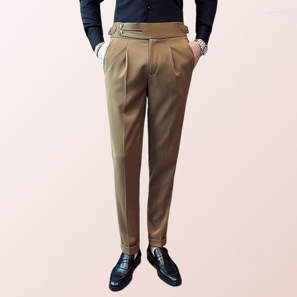 Abiti da uomo Primavera ed estate Pantaloni da completo Napoli stile britannico Pantaloni da uomo slim fit skinny casual Abito da uomo marrone