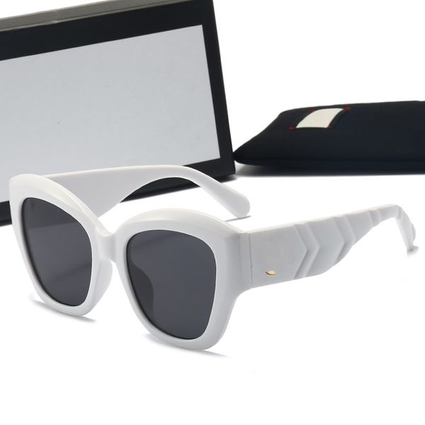 Sonnenbrillen für Damen und Herren, Designer-Brillen, Original-Brillen, Outdoor-Sonnenbrillen, PC-Metallrahmen, modische, klassische Luxus-Sonnenbrillen, Unisex, mit schwarz gerahmter weißer Box